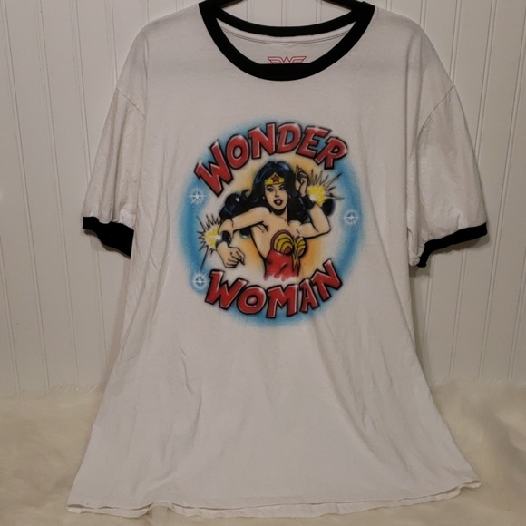 DC Comics Tops - 5 for $25 Wonder Woman Airbrushed Ringer Tee
